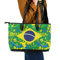 Brazil Ordem e Progresso Leather Tote Bag Native Brasil Mixed Together