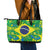 Brazil Ordem e Progresso Leather Tote Bag Native Brasil Mixed Together