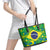 Brazil Ordem e Progresso Leather Tote Bag Native Brasil Mixed Together