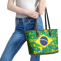 Brazil Ordem e Progresso Leather Tote Bag Native Brasil Mixed Together