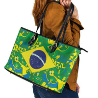 Brazil Ordem e Progresso Leather Tote Bag Native Brasil Mixed Together