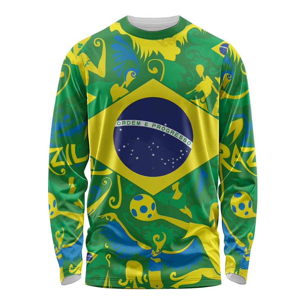 Brazil Ordem e Progresso Long Sleeve Shirt Native Brasil Mixed Together