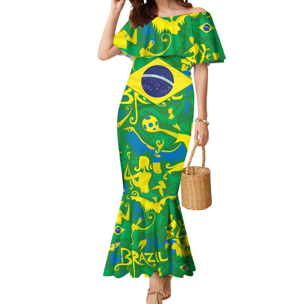 Brazil Ordem e Progresso Mermaid Dress Native Brasil Mixed Together