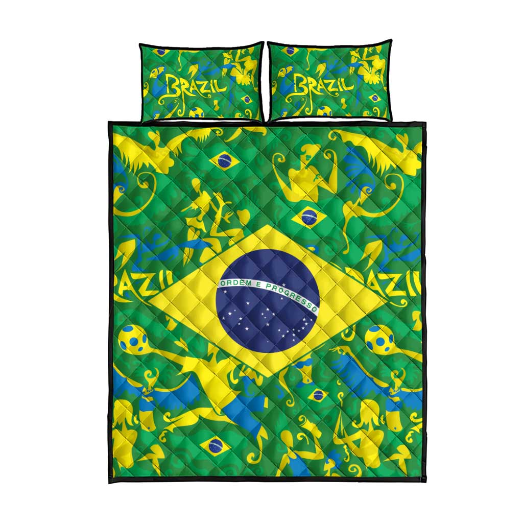 Brazil Ordem e Progresso Quilt Bed Set Native Brasil Mixed Together