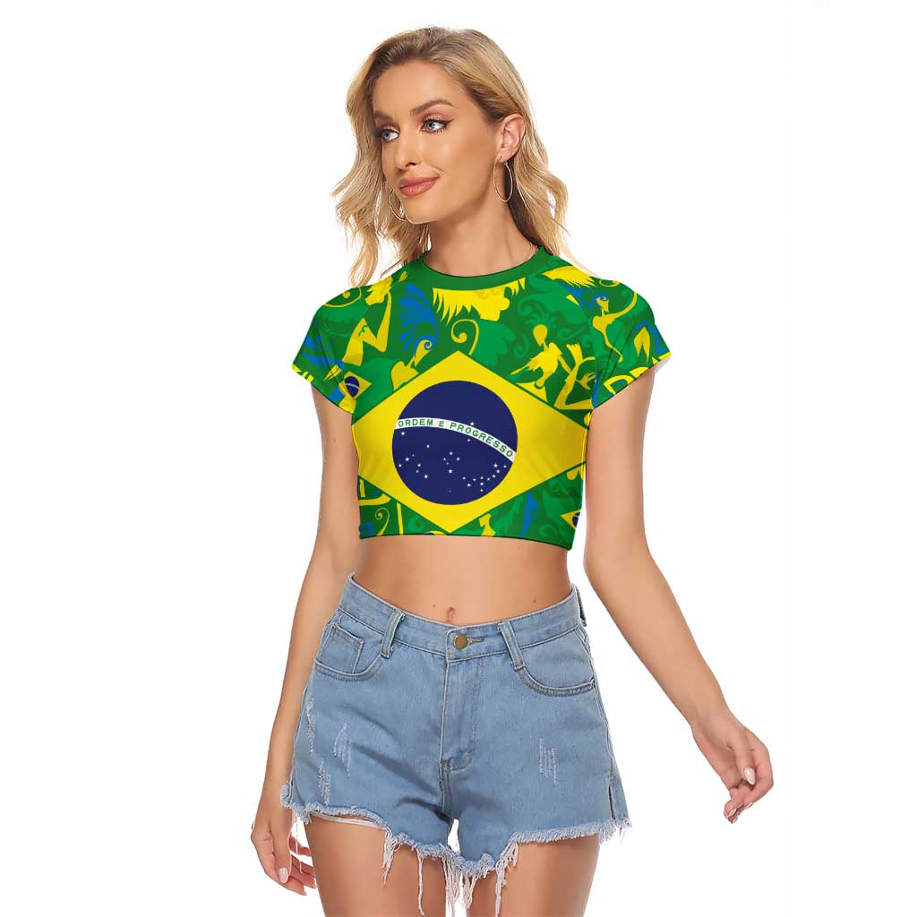 Brazil Ordem e Progresso Raglan Cropped T Shirt Native Brasil Mixed Together