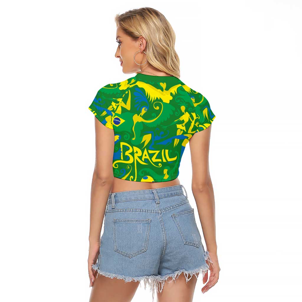 Brazil Ordem e Progresso Raglan Cropped T Shirt Native Brasil Mixed Together
