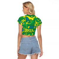 Brazil Ordem e Progresso Raglan Cropped T Shirt Native Brasil Mixed Together