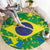 Brazil Ordem e Progresso Round Carpet Native Brasil Mixed Together
