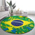 Brazil Ordem e Progresso Round Carpet Native Brasil Mixed Together