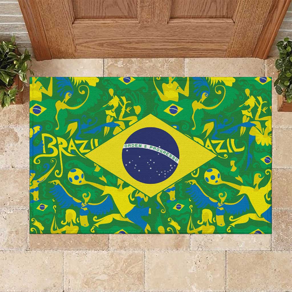 Brazil Ordem e Progresso Rubber Doormat Native Brasil Mixed Together