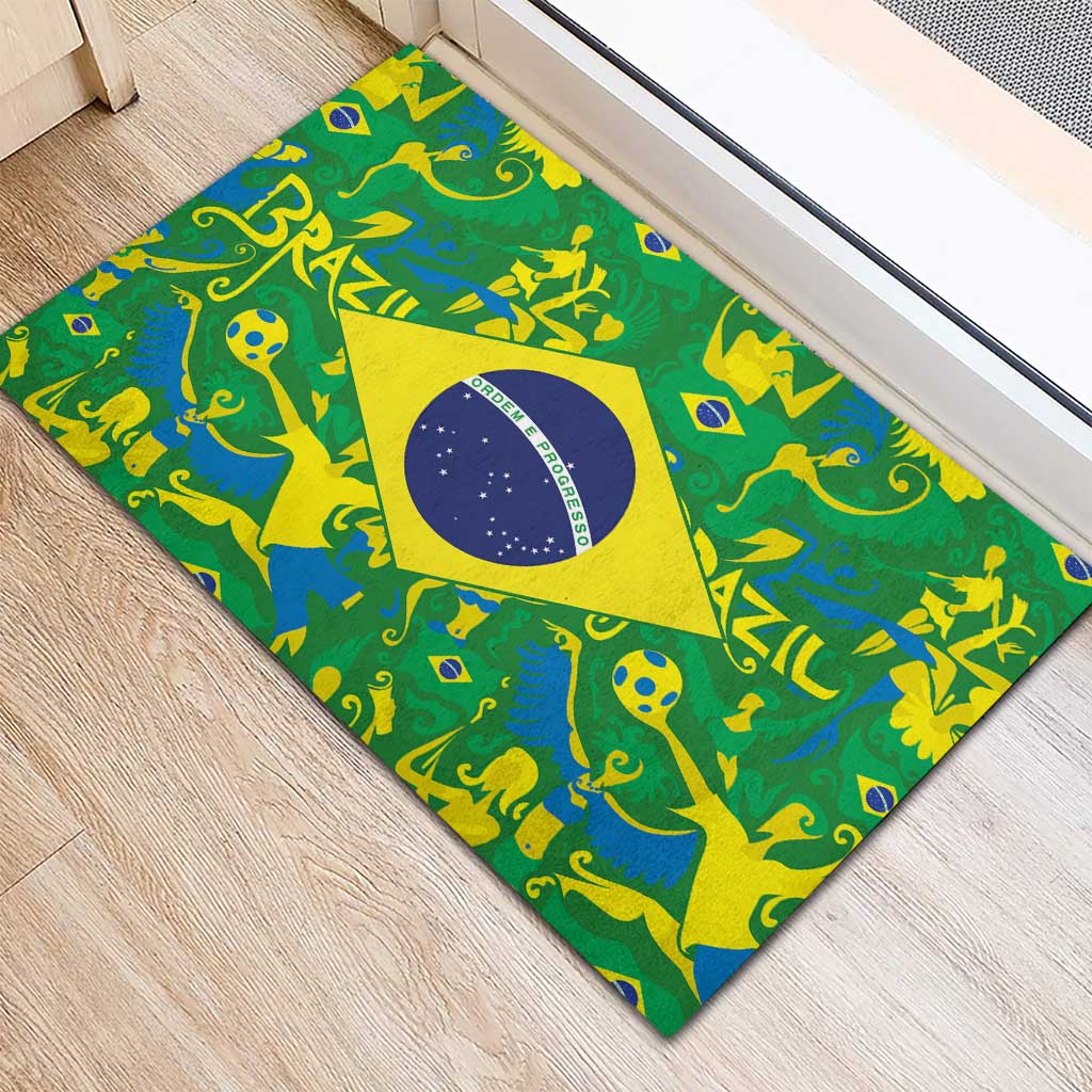 Brazil Ordem e Progresso Rubber Doormat Native Brasil Mixed Together