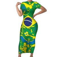 Brazil Ordem e Progresso Short Sleeve Bodycon Dress Native Brasil Mixed Together