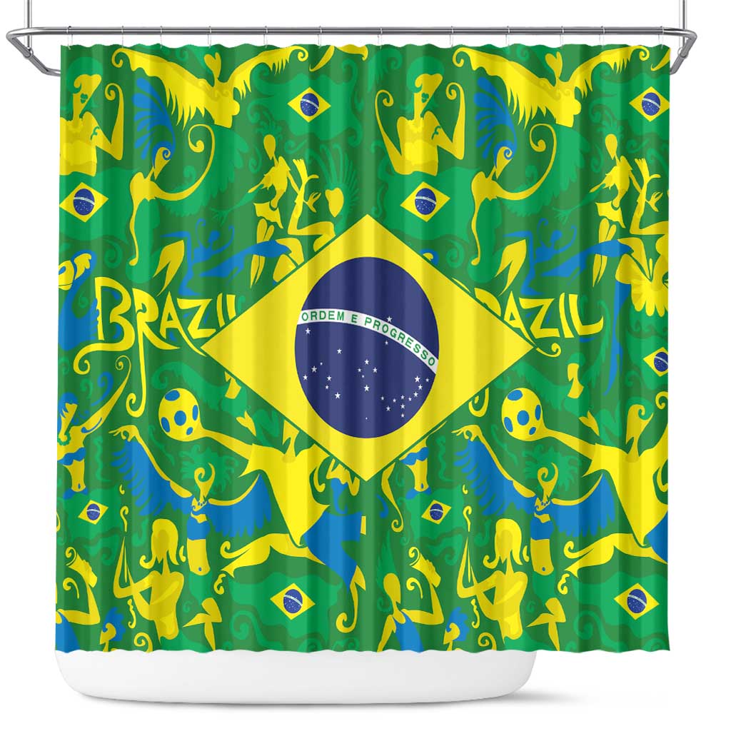 Brazil Ordem e Progresso Shower Curtain Native Brasil Mixed Together