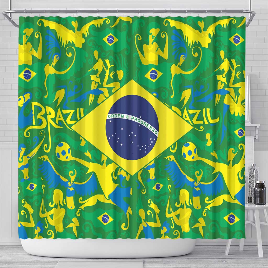 Brazil Ordem e Progresso Shower Curtain Native Brasil Mixed Together