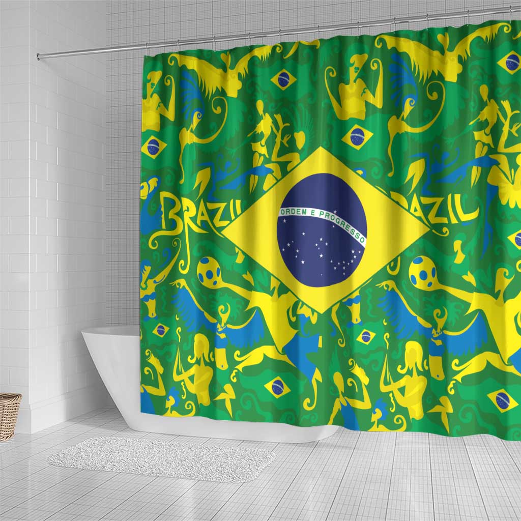 Brazil Ordem e Progresso Shower Curtain Native Brasil Mixed Together