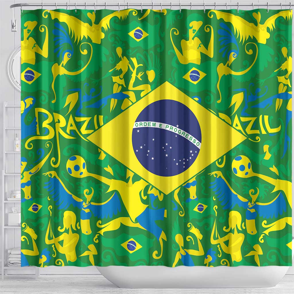 Brazil Ordem e Progresso Shower Curtain Native Brasil Mixed Together