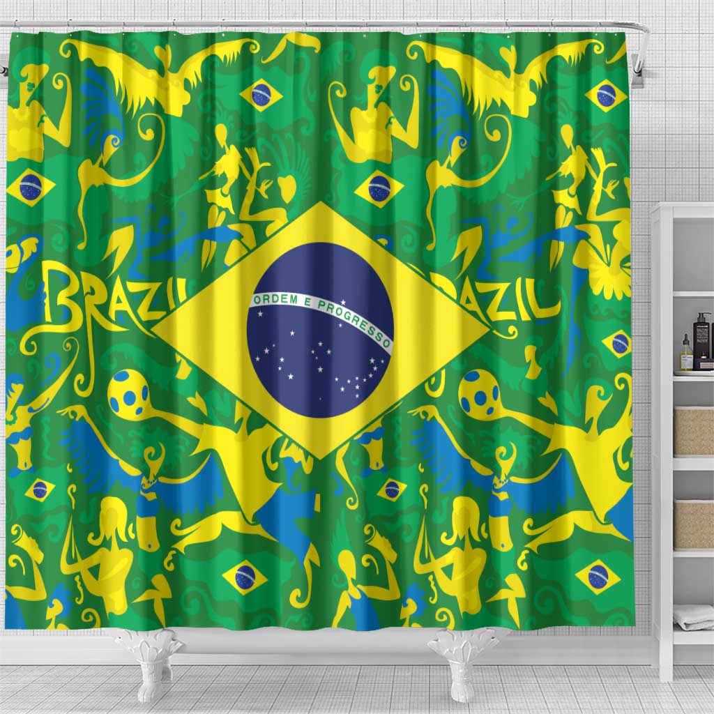 Brazil Ordem e Progresso Shower Curtain Native Brasil Mixed Together