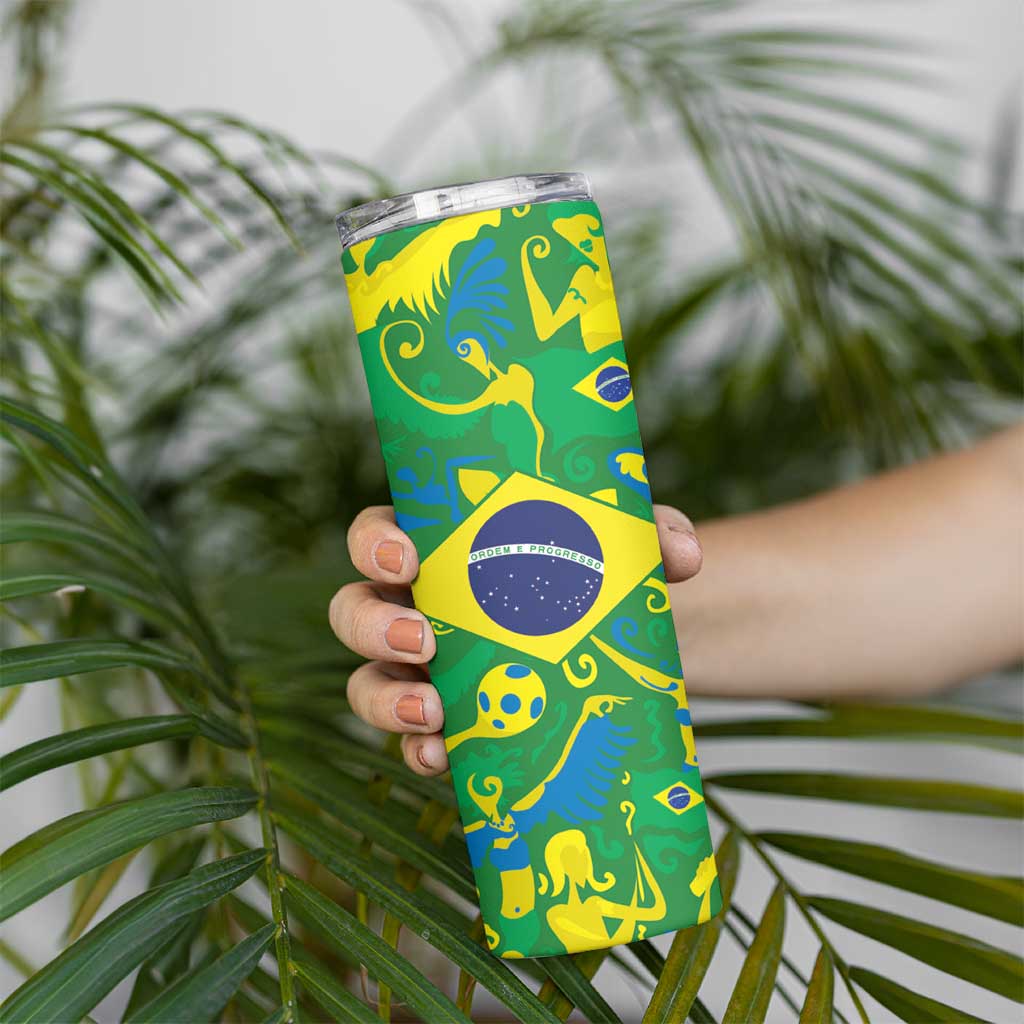 Brazil Ordem e Progresso Skinny Tumbler Native Brasil Mixed Together