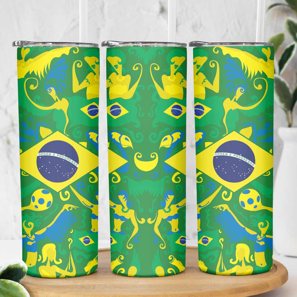 Brazil Ordem e Progresso Skinny Tumbler Native Brasil Mixed Together