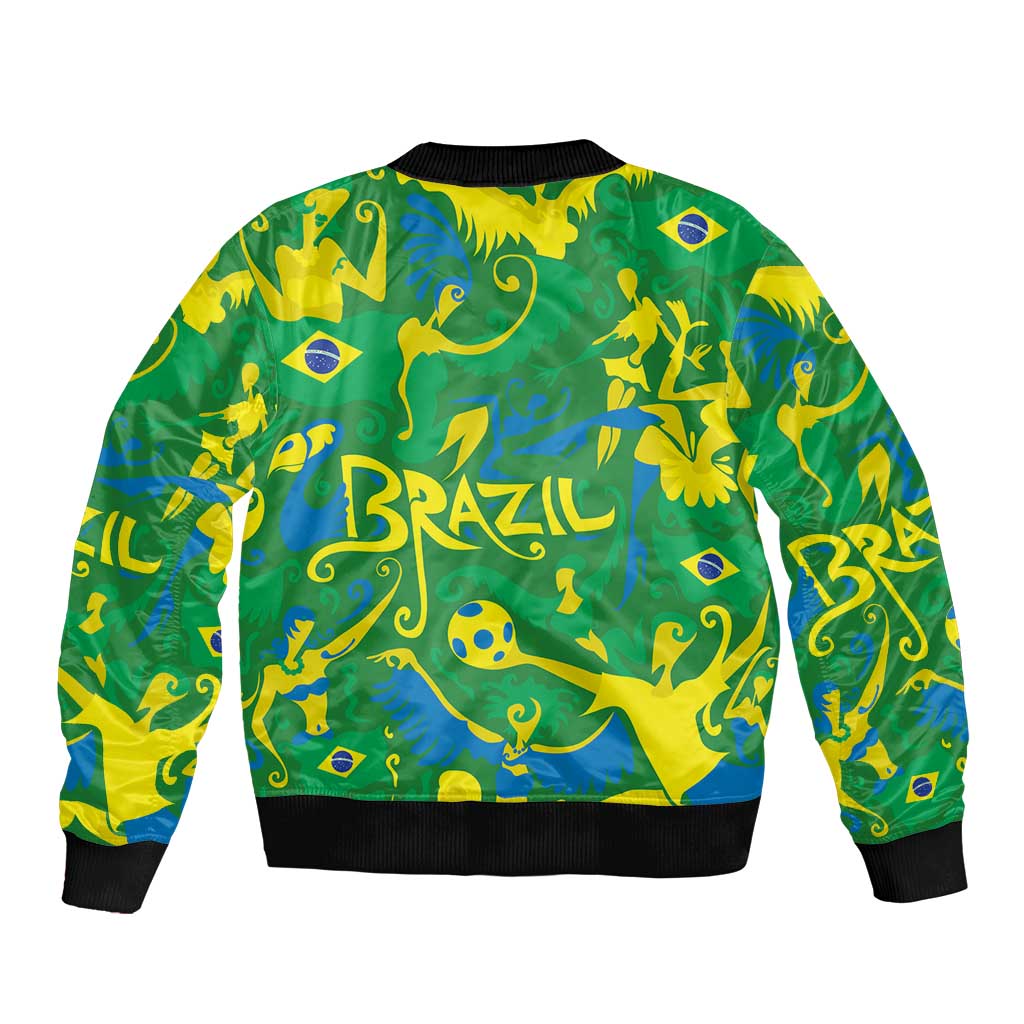 Brazil Ordem e Progresso Sleeve Zip Bomber Jacket Native Brasil Mixed Together