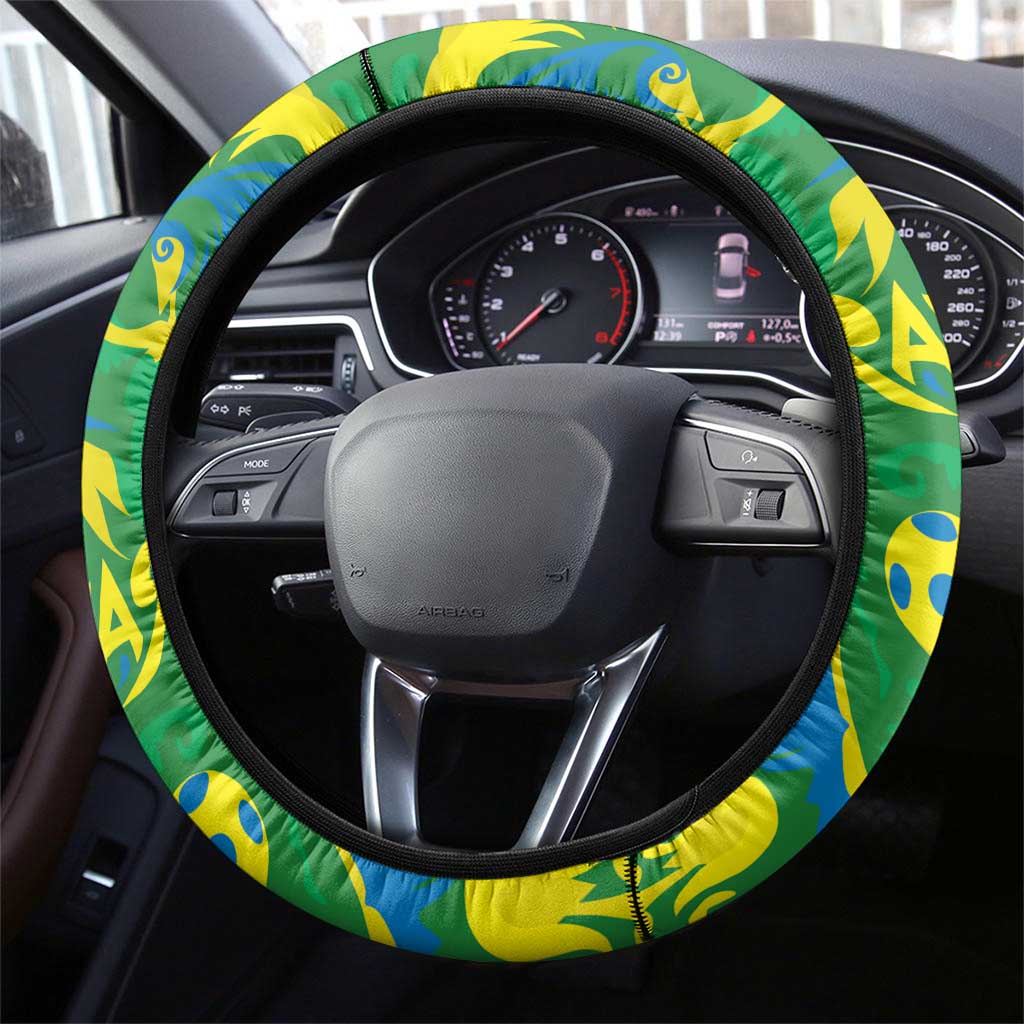 Brazil Ordem e Progresso Steering Wheel Cover Native Brasil Mixed Together
