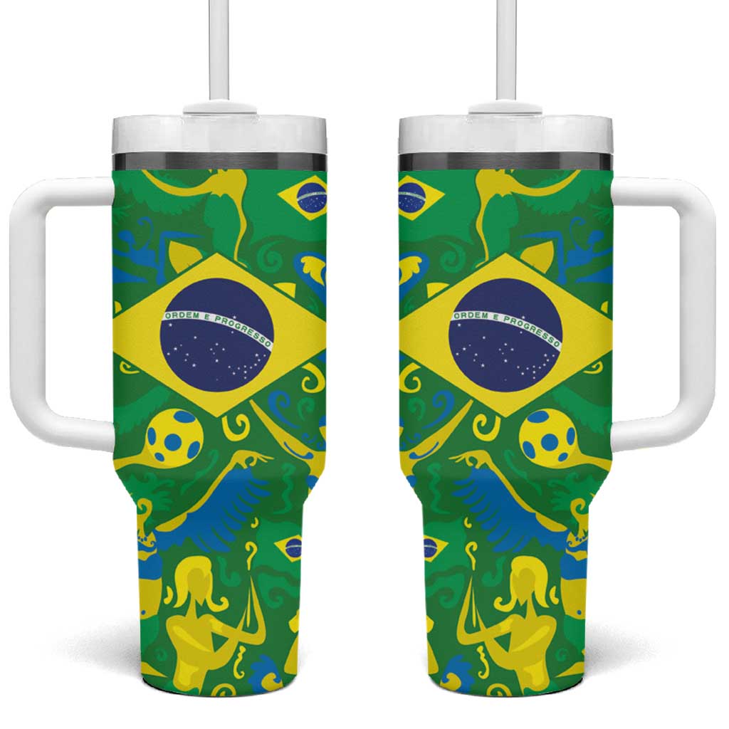 Brazil Ordem e Progresso Tumbler With Handle Native Brasil Mixed Together
