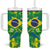 Brazil Ordem e Progresso Tumbler With Handle Native Brasil Mixed Together