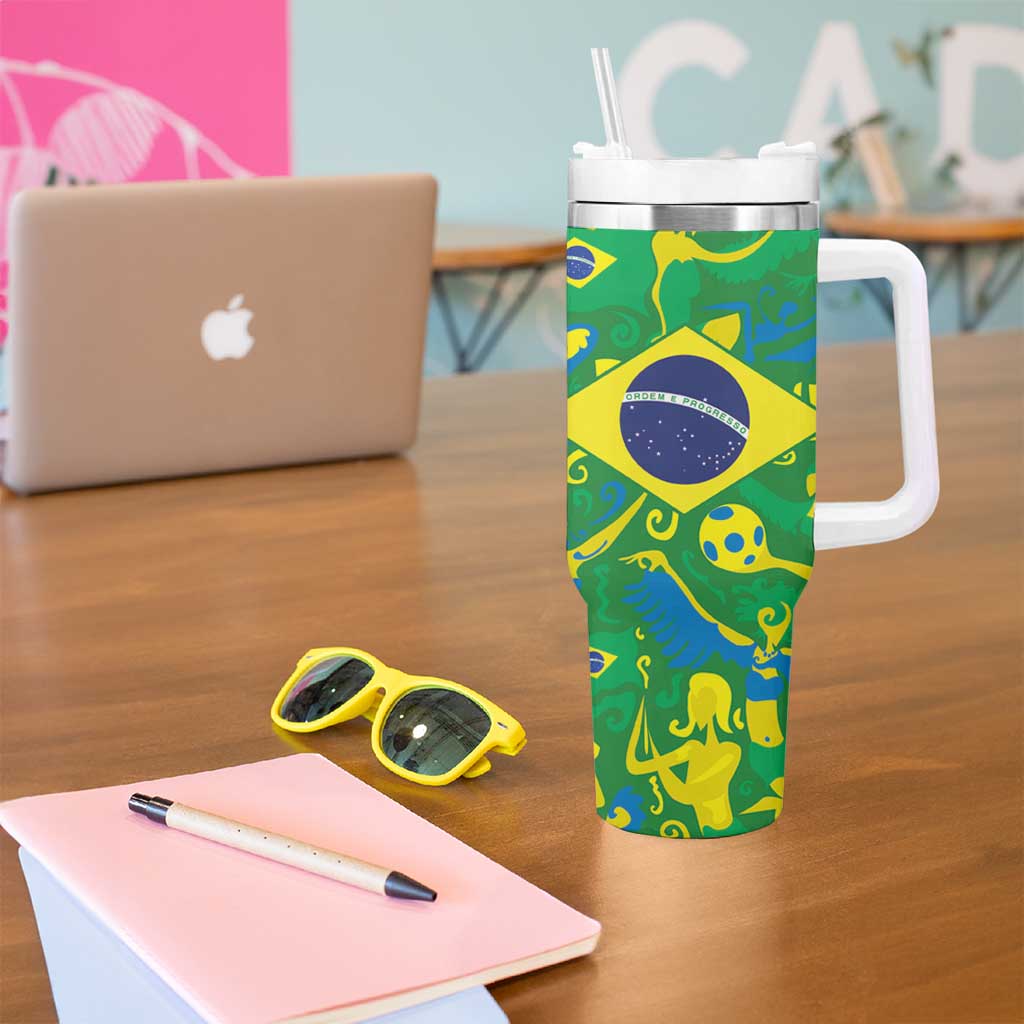 Brazil Ordem e Progresso Tumbler With Handle Native Brasil Mixed Together
