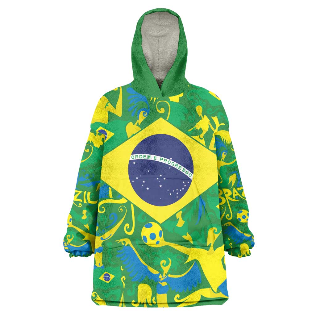 Brazil Ordem e Progresso Wearable Blanket Hoodie Native Brasil Mixed Together