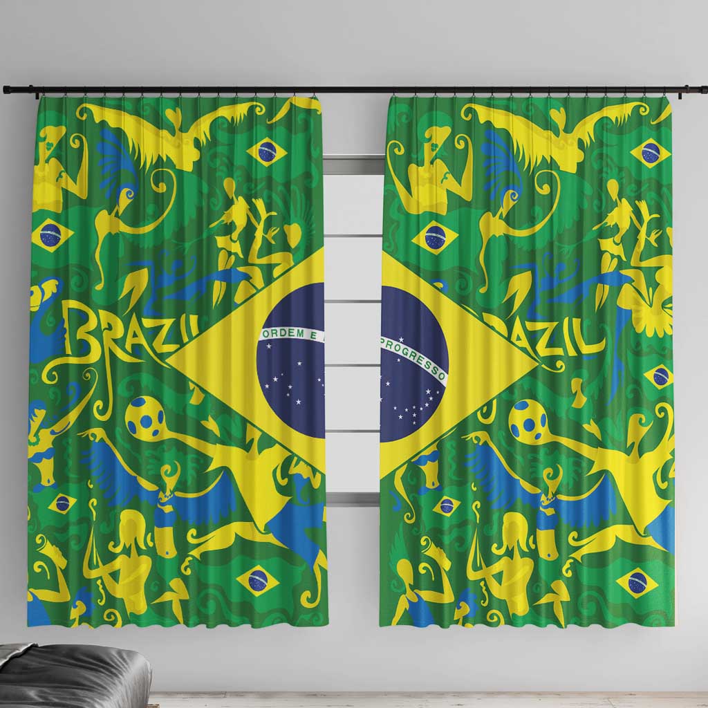 Brazil Ordem e Progresso Window Curtain Native Brasil Mixed Together