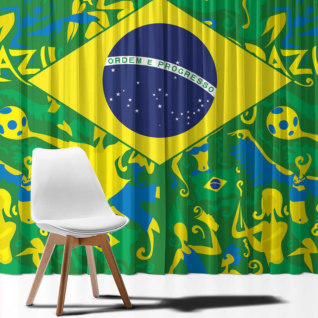 Brazil Ordem e Progresso Window Curtain Native Brasil Mixed Together