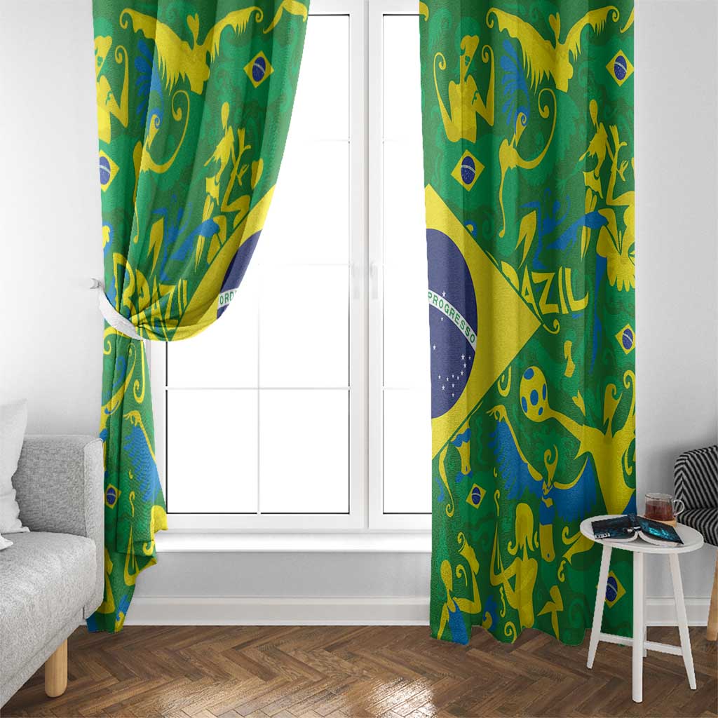 Brazil Ordem e Progresso Window Curtain Native Brasil Mixed Together