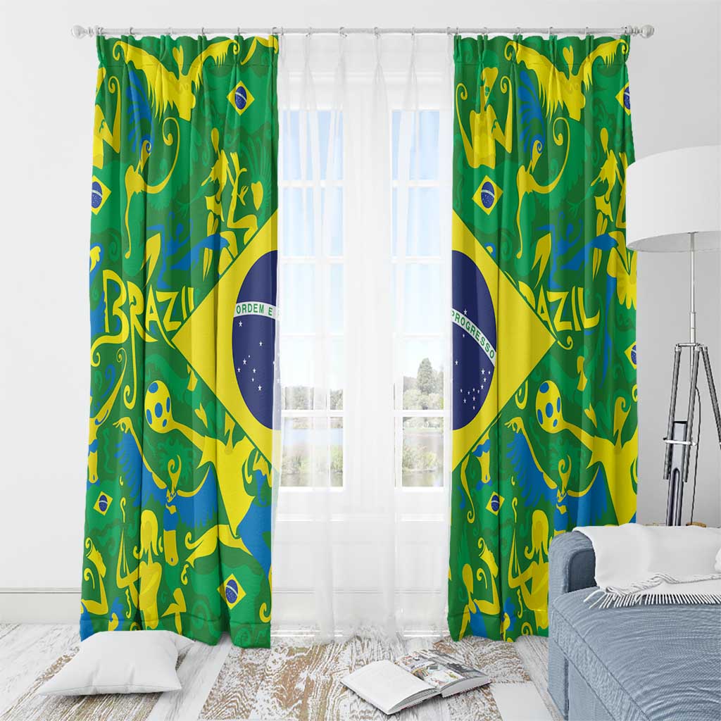 Brazil Ordem e Progresso Window Curtain Native Brasil Mixed Together