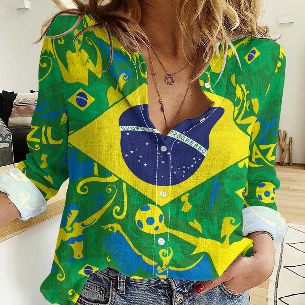Brazil Ordem e Progresso Women Casual Shirt Native Brasil Mixed Together