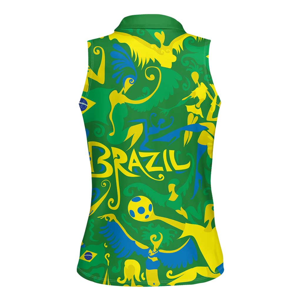 Brazil Ordem e Progresso Women Sleeveless Polo Shirt Native Brasil Mixed Together