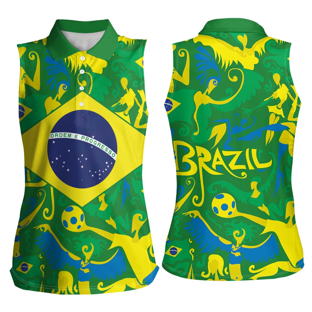 Brazil Ordem e Progresso Women Sleeveless Polo Shirt Native Brasil Mixed Together