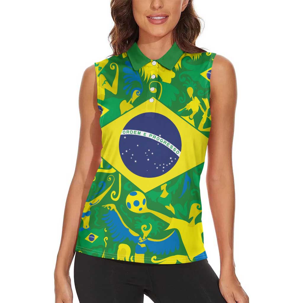 Brazil Ordem e Progresso Women Sleeveless Polo Shirt Native Brasil Mixed Together