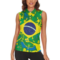 Brazil Ordem e Progresso Women Sleeveless Polo Shirt Native Brasil Mixed Together