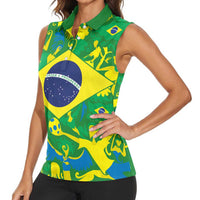 Brazil Ordem e Progresso Women Sleeveless Polo Shirt Native Brasil Mixed Together