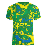 Brazil Ordem e Progresso Women V-Neck T-Shirt Native Brasil Mixed Together