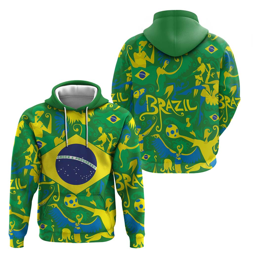 Brazil Ordem e Progresso Zip Hoodie Native Brasil Mixed Together
