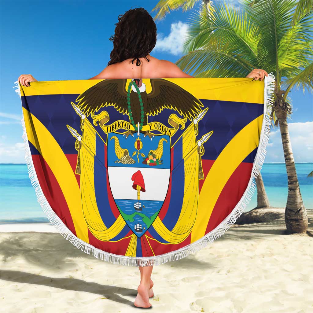 Colombia Football Custom Beach Blanket Come On Los Cafeteros Flag Style