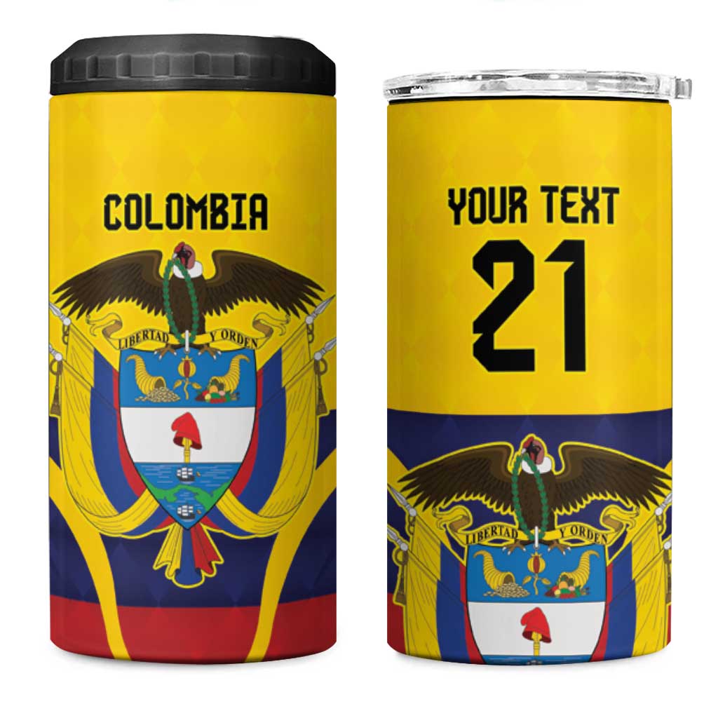 Colombia Football Custom 4 in 1 Can Cooler Tumbler Come On Los Cafeteros Flag Style