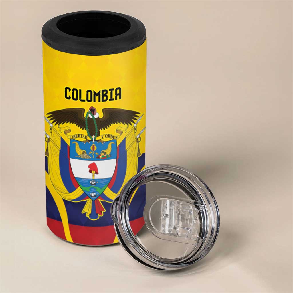 Colombia Football Custom 4 in 1 Can Cooler Tumbler Come On Los Cafeteros Flag Style