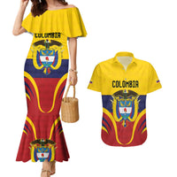 Colombia Football Custom Couples Matching Mermaid Dress and Hawaiian Shirt Come On Los Cafeteros Flag Style