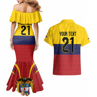 Colombia Football Custom Couples Matching Mermaid Dress and Hawaiian Shirt Come On Los Cafeteros Flag Style
