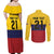 Colombia Football Custom Couples Matching Off Shoulder Maxi Dress and Long Sleeve Button Shirt Come On Los Cafeteros Flag Style