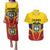 Colombia Football Custom Couples Matching Puletasi and Hawaiian Shirt Come On Los Cafeteros Flag Style