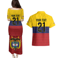 Colombia Football Custom Couples Matching Puletasi and Hawaiian Shirt Come On Los Cafeteros Flag Style