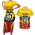 Colombia Football Custom Couples Matching Short Sleeve Bodycon Dress and Hawaiian Shirt Come On Los Cafeteros Flag Style
